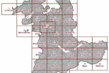 Partie cartographique: répartition des feuilles, feuilles individuelles à l’échelle 1 : 50 000