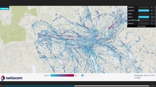 Animation der Verkehrsflüsse in Zürich (Swisscom AG)