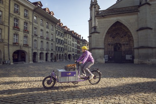 Un boulanger : les vélos-cargos dans le transport commercial (Photo: Beat Schweizer)