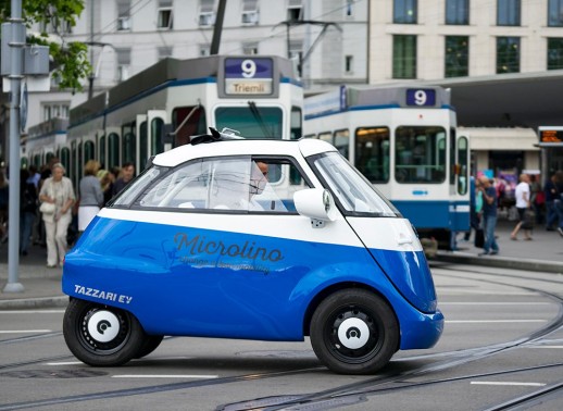 Elektrofahrzeug mit Zukunft? Gleichentags wurde der „Microlino“ in Zürich feierlich präsentiert (Foto: Micro Mobility)