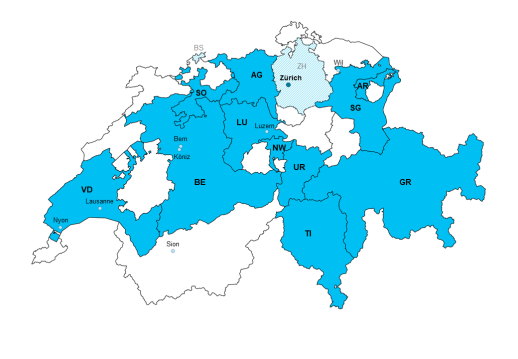 Les cantons porteurs et les partenaires publics de Mobilservice (situation au 1.1.2019)