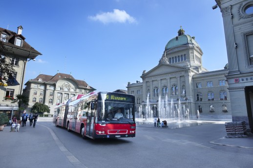 Gasbus von BERNMOBIL am Bundesplatz in Bern (Foto: BERNMOBIL)