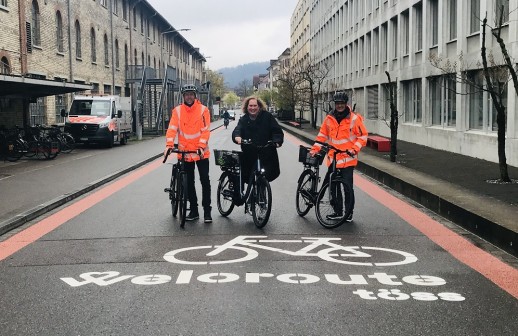 Winterthour a inauguré le premier tronçon de la voie express cyclable « Veloroute Töss » en avril 2022 (photo : Ville de Winterthour)