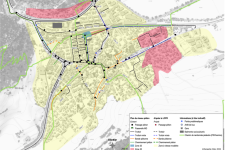 Der Fusswegnetzplan des Dorfes Fleurier gemäss FWG zeigt das bestehende und geplante Netz sowie die Problemstellen auf. Dabei wird unterschieden, ob ein Trottoir auf beiden oder nur auf einer Strassenseite vorhanden ist, sowie ob es sich um gemischt genut