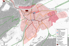 Une hiérarchie communale du réseau piéton est élaborée avant le Plan du réseau piéton. Celle-ci distingue un réseau principal (en rouge), secondaire (en orange) et touristique (en vert). Elle met aussi en avant les itinéraires empruntés par les écoliers (