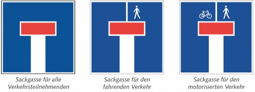 Eine Sackgasse für den motorisierten Verkehr ist nicht zwingend auch eine Sackgasse für den Fuss- und den Veloverkehr. (Grafik: Fussverkehr Schweiz)