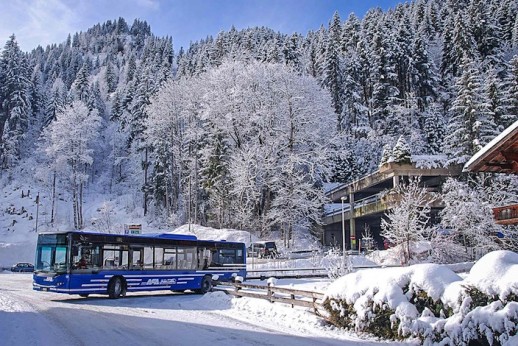 Auch im Winter können die Ortsbuslinien von Gästen und Einheimischen genutzt werden (Foto Lenk-Simmental Tourismus)