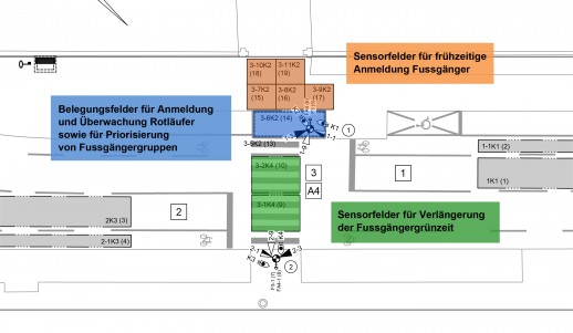 Sensorfelder für den Pilotversuch (Grafik: Kanton Basel-Stadt)