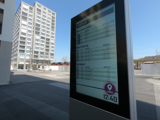 Pannello elettronico delle partenze del trasporto pubblico (foto: Trafiko AG)