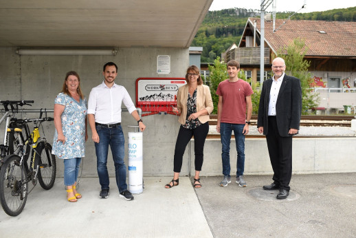 Inauguration de la station-service pour vélos à Balsthal (photo : Thomas Bachmann, Bachmann und Partner)