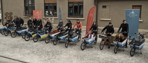 Le lancement de «carvelo2go» à Bâle le 21 mars 2016 (photo: Académie de la mobilité)