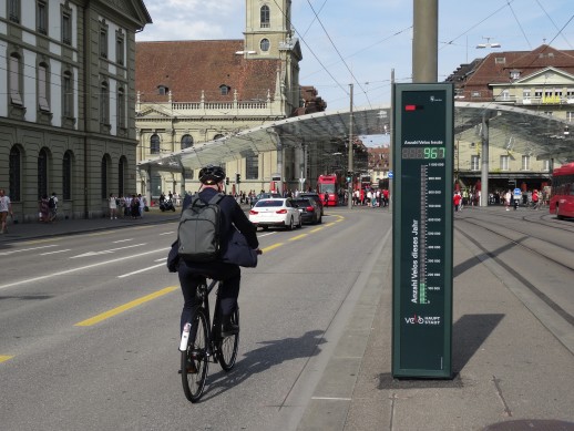 Velobarometer in Bern: Sowohl Motivations- als auch Sensibilisierungsmassnahme (Bild: Büro für Mobilität AG)