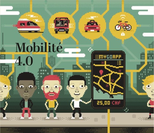 La Mobilité 4.0 (Illustration: Laurent Bazart pour Le Temps)