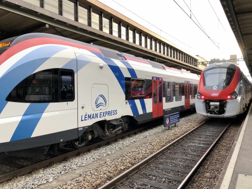 Die Flirt- und Régiolis-Züge des Léman Express (Bild: Mobilservice)