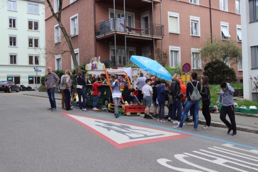 Transformations des places de parc : l'un des trois projets présentés lors du webinaire « Quartiers adaptés aux enfants et mobilité durable » (Photo : Métamorphose) 