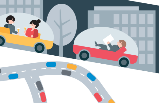 Come possiamo introdurre nel quotidiano i veicoli autonomi? Un nuovo studio mostra gli scenari e i loro effetti (Illustrazione: TA-Swiss)