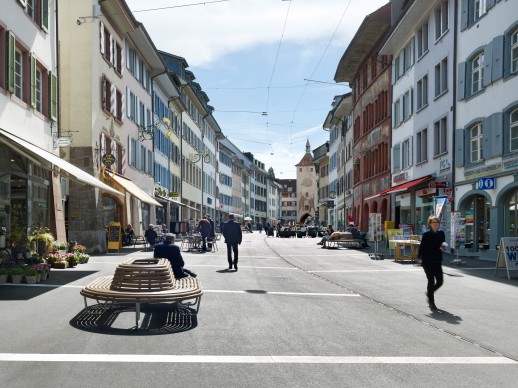 Der Umbau der Rathausstrasse in Liestal wird mit dem Flâneur d'Or ausgezeichnet (Foto: Fussverkehr Schweiz)