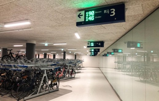 Le système de guidage des vélos d'Abel Sensors dans une station de vélos à Delft NL (photo : Abel Sensors) 