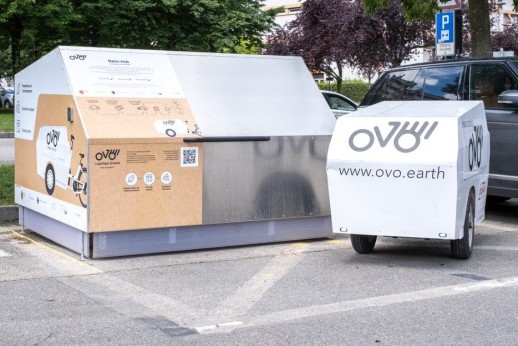 Nano-hubs au Grand-Saconnex (GE) : d'ici, les marchandises sont livrées dans les quartiers par vélo-cargo.  (Photo : ovo.earth)