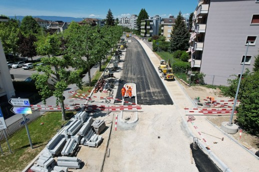 Lors de restrictions de trafic, comme ici lors du chantier du tramway de Renens, on observe une baisse du trafic  (photo: tramway lausannois) 