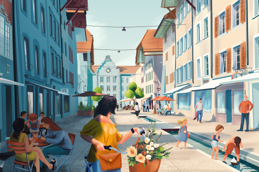 Lo spazio stradale contemporaneo è anche spazio abitativo (Illustrazione: Metron)