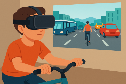 La realtà virtuale può essere utilizzata per imparare ad affrontare situazioni di traffico pericolose in un ambiente sicuro. (Foto: QIMBY)