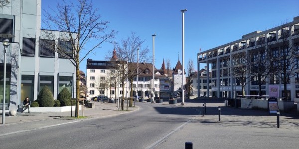 La « promenade » de Sursee, qui relie la gare à la vieille ville, invite à la flânerie (photo : Büro für Mobilität AG)