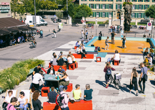 Aménagements temporaires sur la Waisenhausplatz à Berne (photo: Michael Isler)