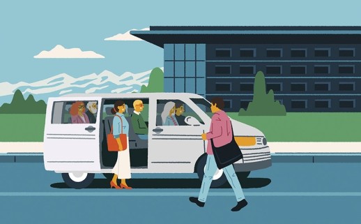 Der selbstorganisierte Shuttlebus, eine erweiterte Form der Fahrgemeinschaft (Abbildung: mobilidée)